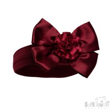 HB120-BU: Burgundy Headband w/Bow & Flower